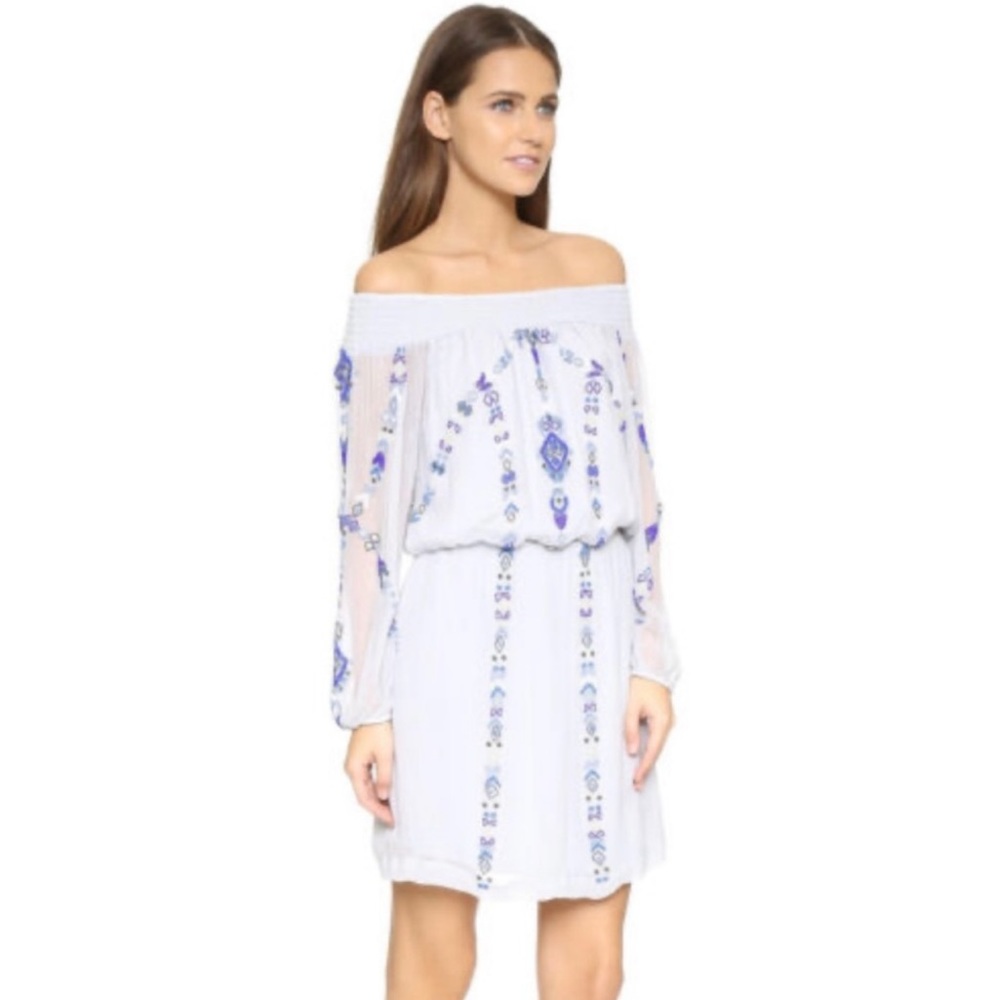 NEW Parker Lilac/Gray/Blue Off Shoulder Beaded Boho Dress